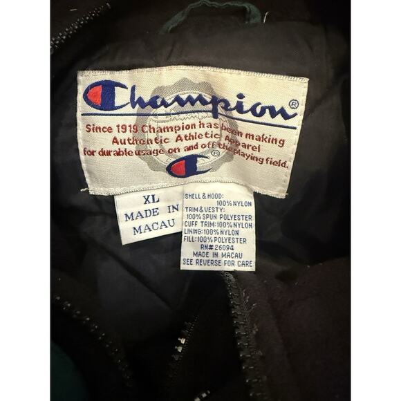 Vintage 90s Champion Michigan State MSU Jacket XL Green Black Sellout Hood Coat - Picture 3 of 11